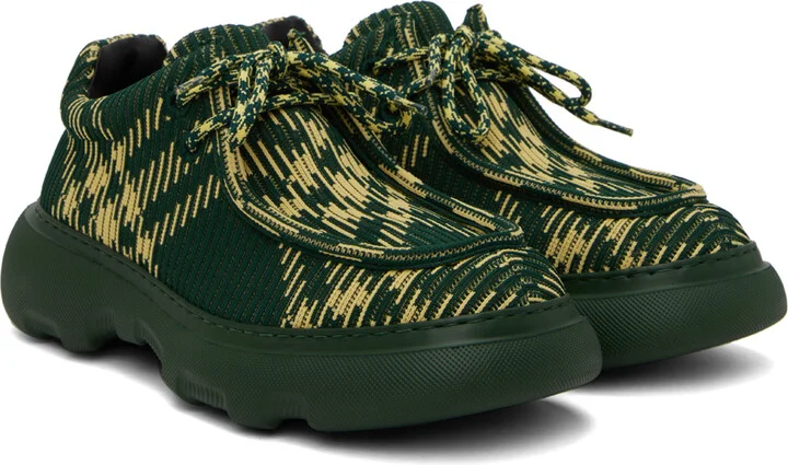 Burberry Green & Yellow Check Woven Creeper Derbys - Image 4