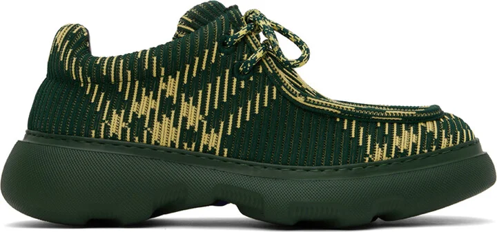 Burberry Green & Yellow Check Woven Creeper Derbys