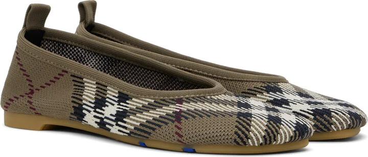 Burberry Khaki Check Ballerina Flats - Image 4