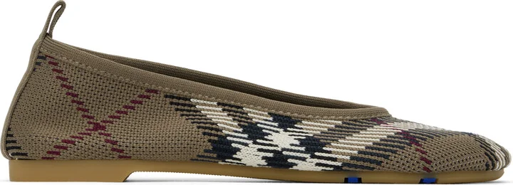 Burberry Khaki Check Ballerina Flats