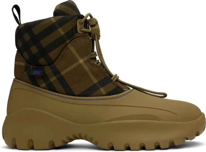 Burberry Khaki Check Scoot Trek Boots
