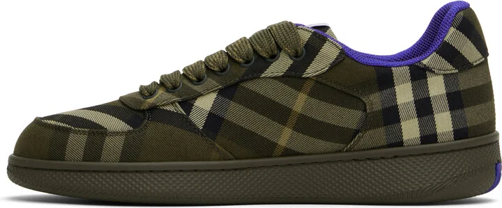 Burberry Khaki Check Terrace Sneakers - Image 3