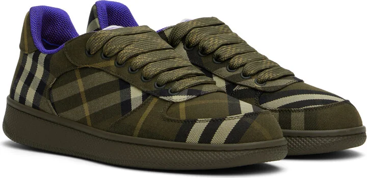 Burberry Khaki Check Terrace Sneakers - Image 4