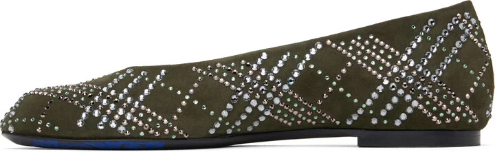 Burberry Khaki Leather Baby Ballerina Flats - Image 3