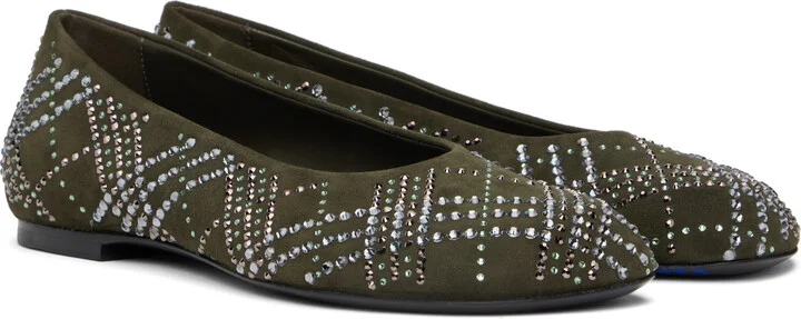 Burberry Khaki Leather Baby Ballerina Flats - Image 4