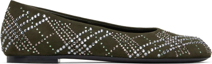 Burberry Khaki Leather Baby Ballerina Flats