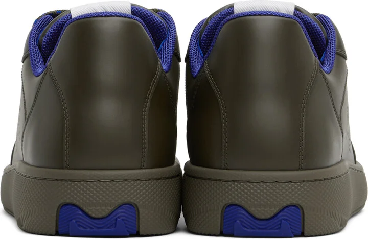 Burberry Khaki Leather Stock Sneakers - Image 2