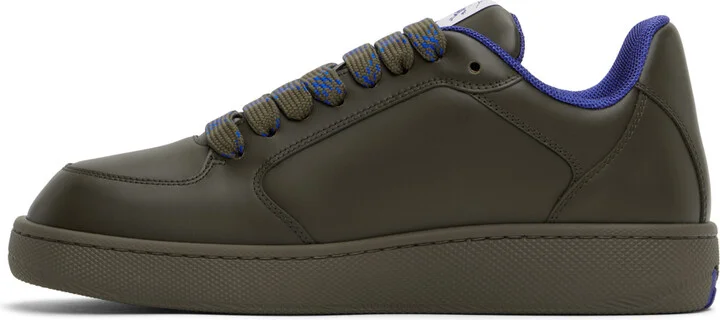 Burberry Khaki Leather Stock Sneakers - Image 3