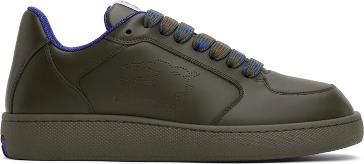 Burberry Khaki Leather Stock Sneakers