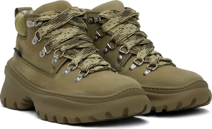 Burberry Khaki Nubuck Scoot Hike Boots - Image 4