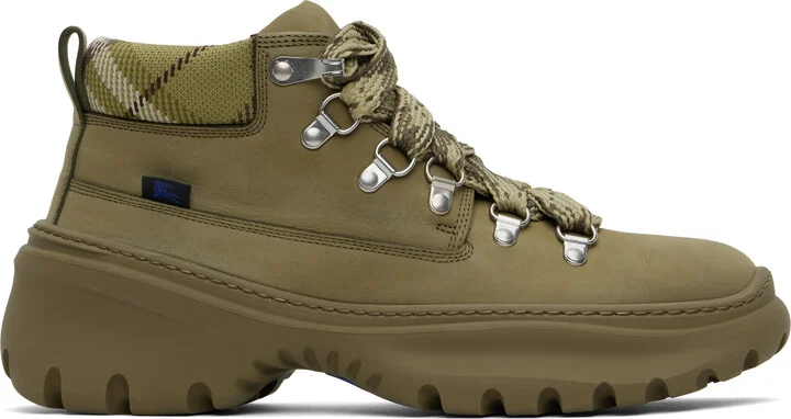 Burberry Khaki Nubuck Scoot Hike Boots