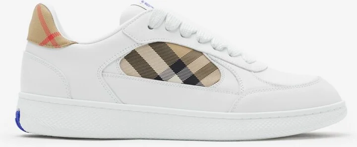 Burberry Leather and Check Terrace Sneakers​ Size: 35