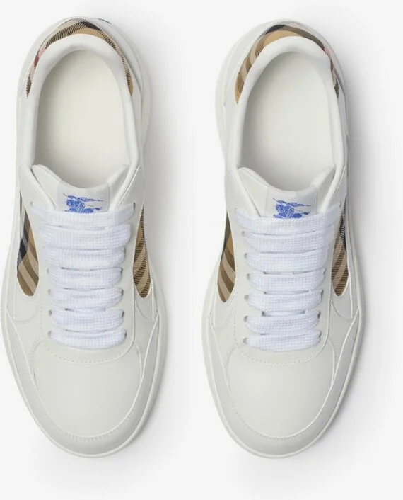 Burberry Leather and Check Terrace Sneakers​ Size: 40 - Image 5