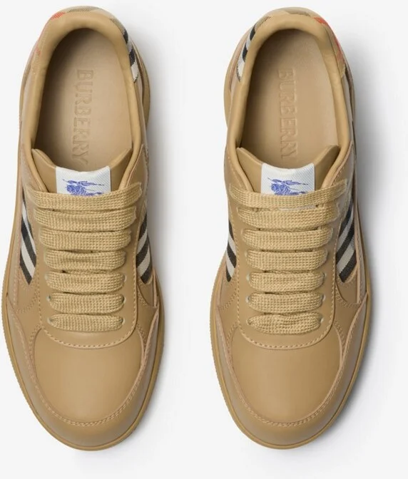 Burberry Leather and Check Terrace Sneakers​ Size: 40 - Image 5