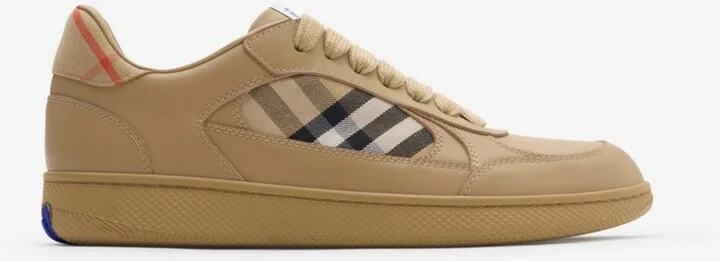 Burberry Leather and Check Terrace Sneakers​ Size: 40