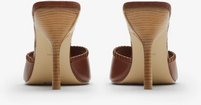 Burberry Leather Cabana Mules Size: 35 - Image 4