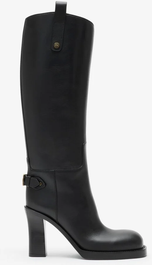 Burberry Leather Cavalier Heel Boots Size: 35