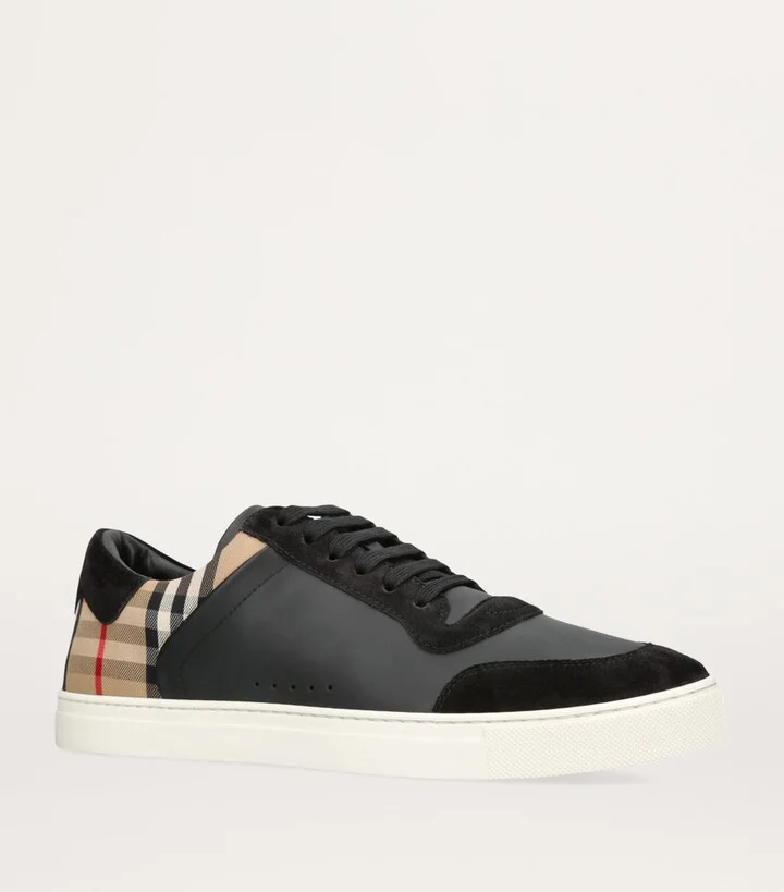 Burberry Leather Check Sneakers - Image 3