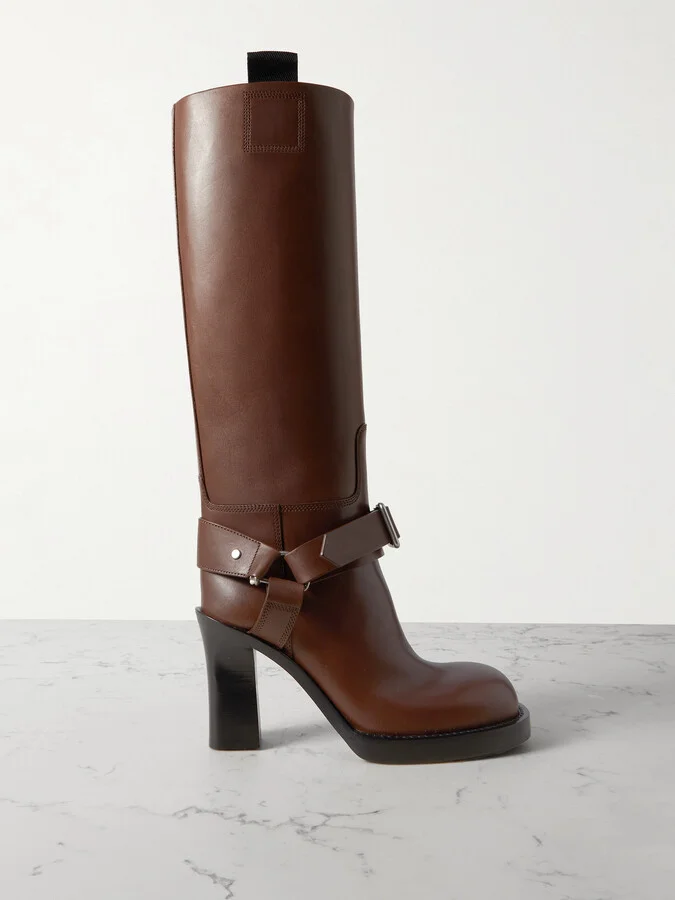 Burberry - Leather Knee Boots - Brown