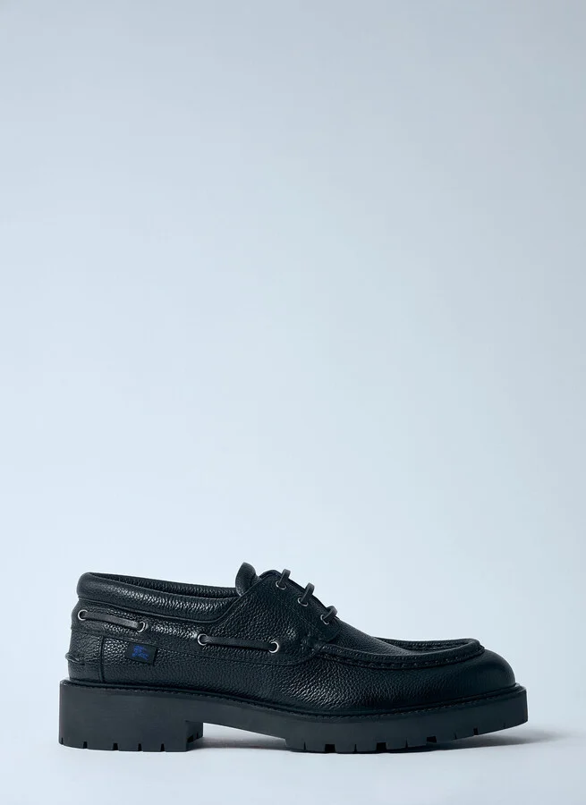 Burberry Leather Raft Boat Shoes - Man Lace Ups Black Eu - 45