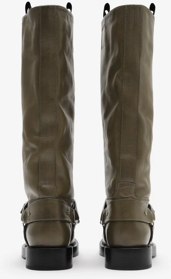 Burberry Leather Saddle High Boots Size: 35 - Image 4