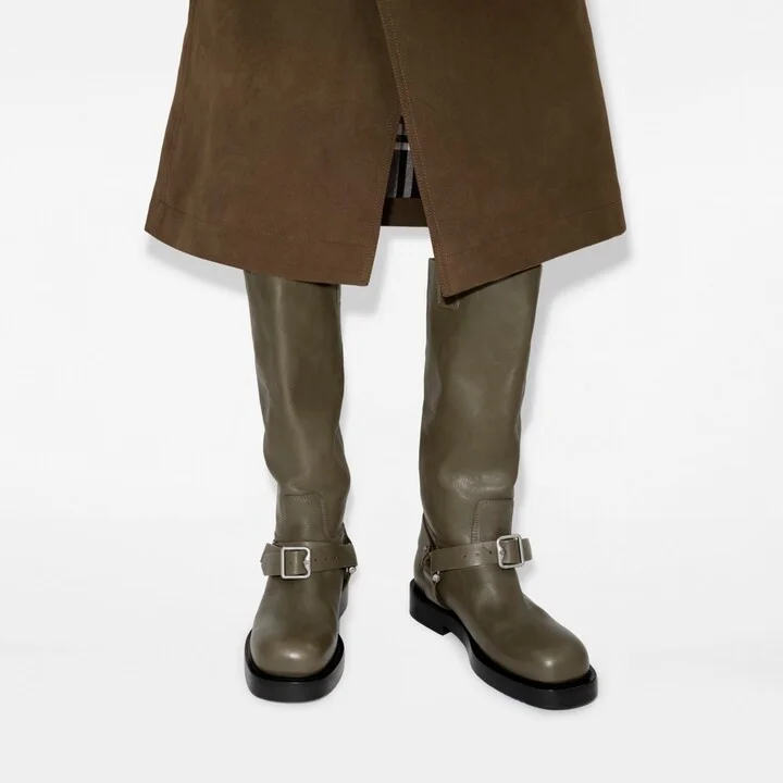 Burberry Leather Saddle High Boots Size: 35 - Image 6