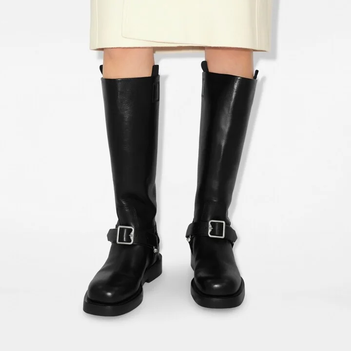 Burberry Leather Saddle High Boots Size: 35 - Image 6