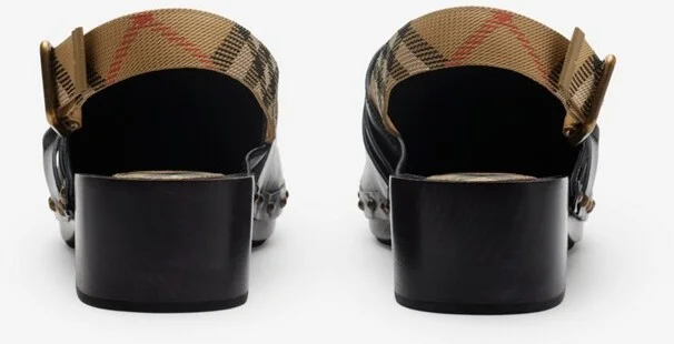 Burberry Leather Trunk Strap Clogs Size: 41 - Image 4