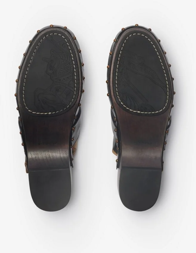 Burberry Leather Trunk Strap Clogs Size: 41 - Image 6