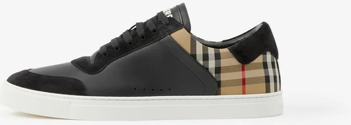 Burberry LeatherSuede and Check Sneakers Size: 39 - Image 6