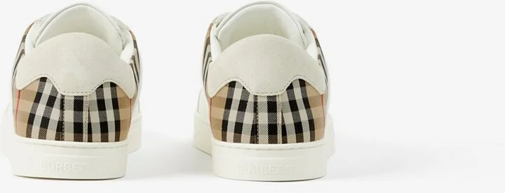 Burberry LeatherSuede and Check Sneakers Size: 39 - Image 4