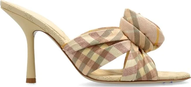 Burberry Mews Rose Detailed Checked Mules
