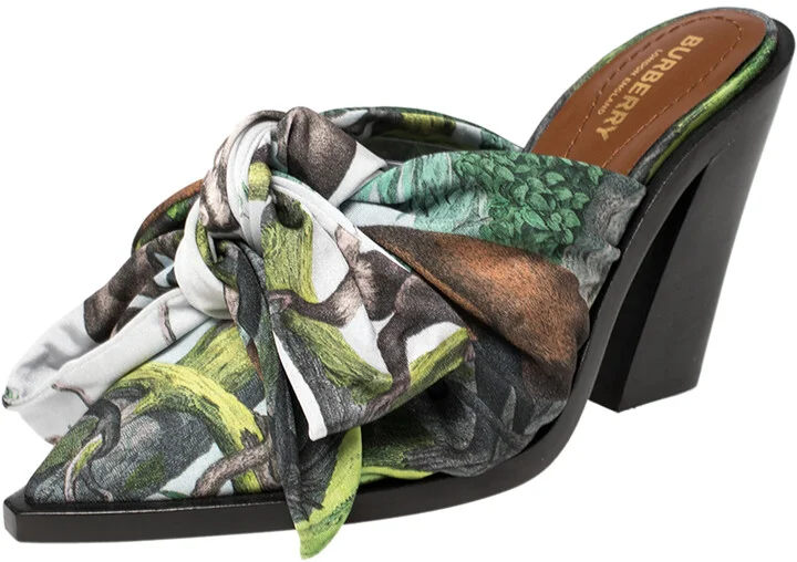 Burberry Multicolor Satin Tillington Mule Sandals Size 38