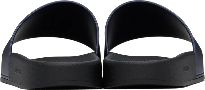 Burberry Navy & Black Check Pool Slides - Image 2