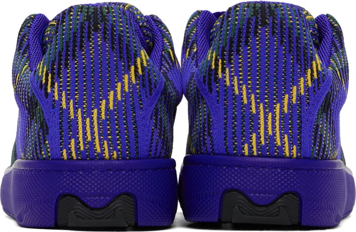Burberry Navy Check Knit Box Sneakers - Image 2