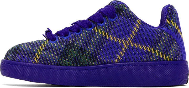 Burberry Navy Check Knit Box Sneakers - Image 3