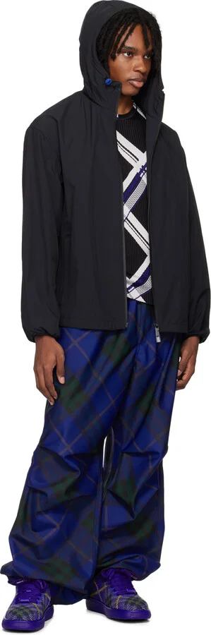 Burberry Navy Check Knit Box Sneakers - Image 5