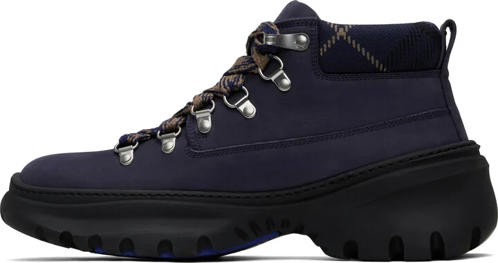 Burberry Navy Nubuck Scoot Hike Boots - Image 3