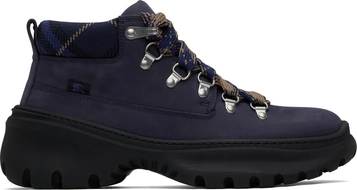 Burberry Navy Nubuck Scoot Hike Boots