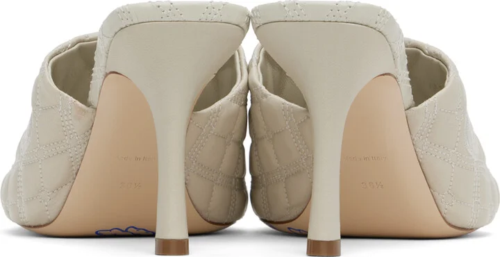 Burberry Off-White Leather Quilt Heeled Sandals - Image 2