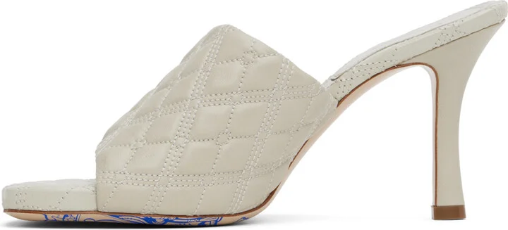 Burberry Off-White Leather Quilt Heeled Sandals - Image 3