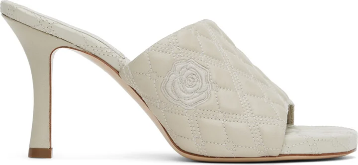 Burberry Off-White Leather Quilt Heeled Sandals