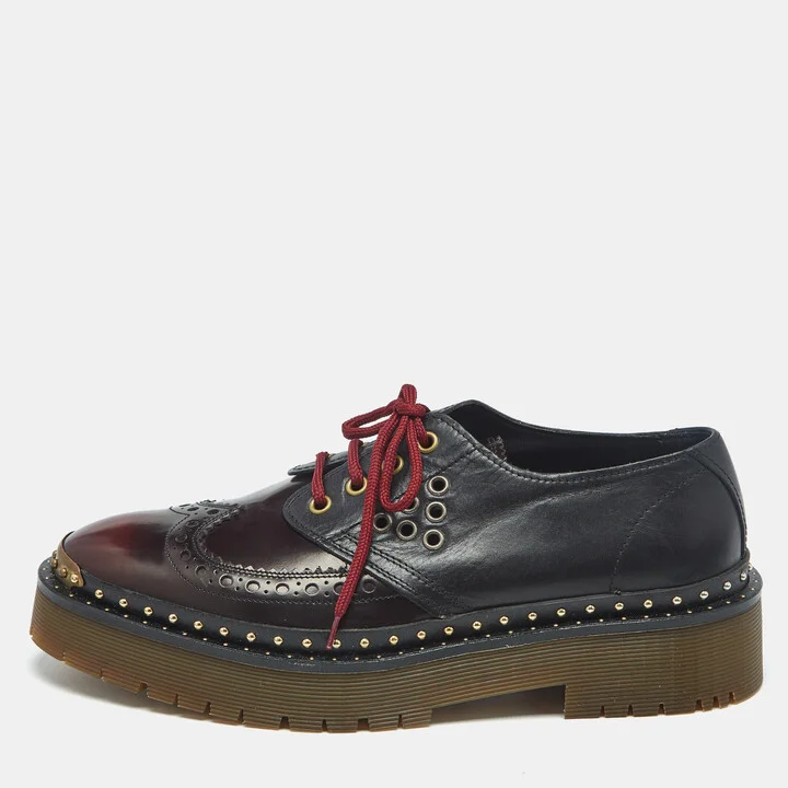 Burberry Ombre Black Brogue Leather Bissett Fringe Platform Derby Size 41