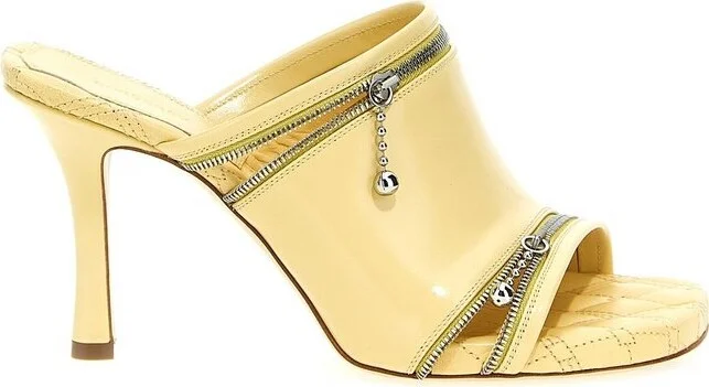 Burberry Peep Decorative-Zip Slip-On Sandals