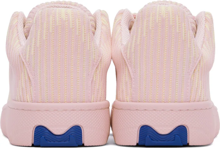 Burberry Pink Check Knit Box Sneakers - Image 2
