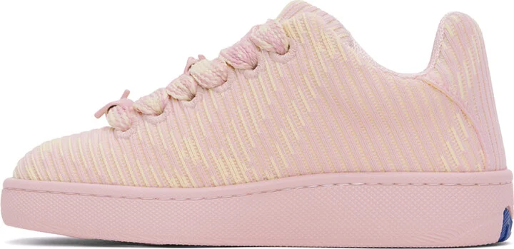 Burberry Pink Check Knit Box Sneakers - Image 3