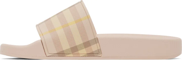 Burberry Pink Check Pool Slides - Image 3