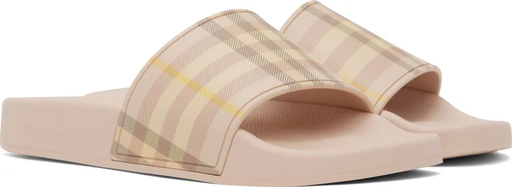 Burberry Pink Check Pool Slides - Image 4