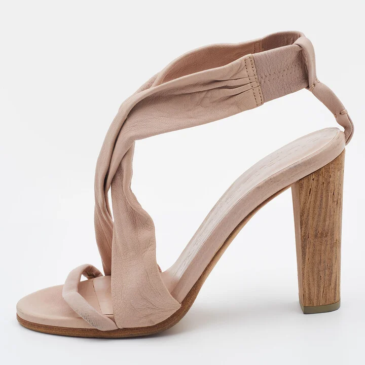 Burberry Pink Leather Criss Cross Slingback Sandals Size 39