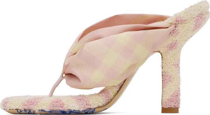 Burberry Pink & Yellow Fabric Heeled Sandals - Image 3